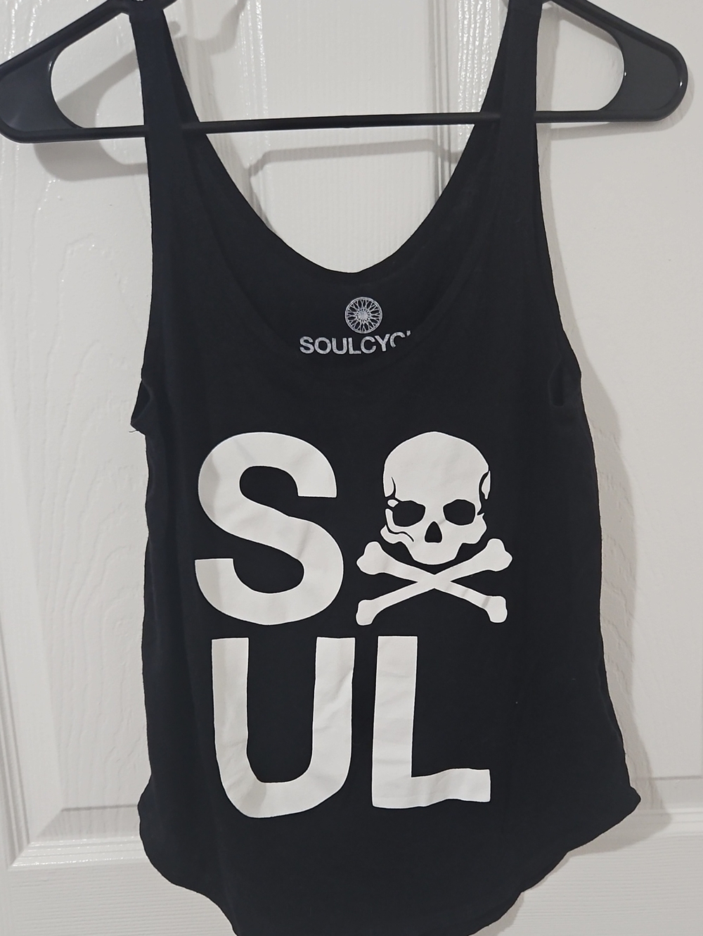 SoulCycle Black Graphic Skull Crop Scoop Neck Tank Top XS
